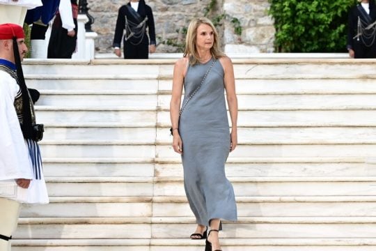 Η Μιλένα Αποστολάκη στην προχθεσινή δεξίωση στο Προεδρικό Μέγαρο για τα 50 χρόνια από την αποκατάσταση της Δημοκρατίας